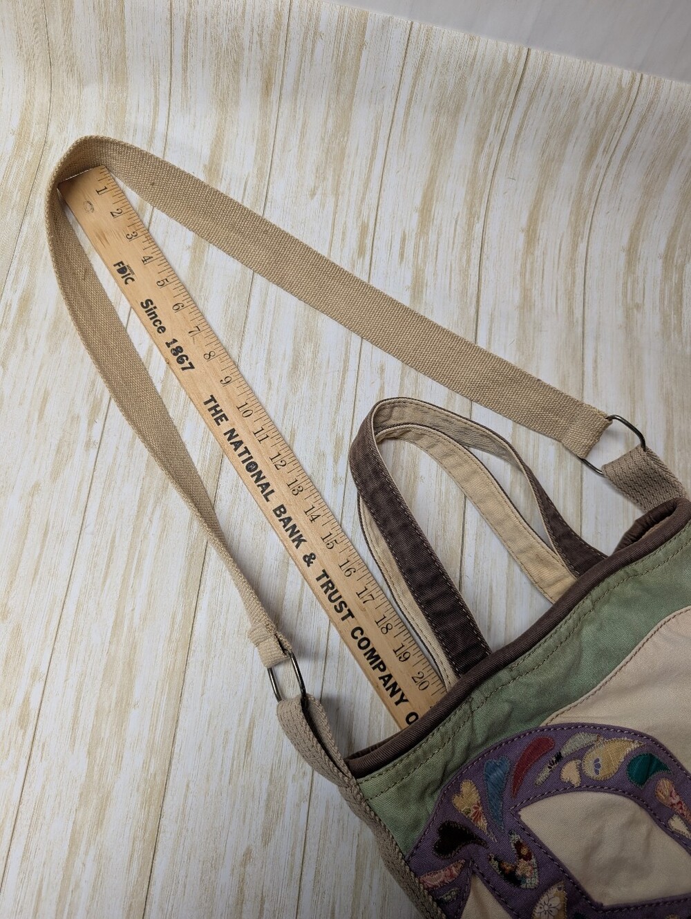 Canvas Crossbody Bag with Purple Peace Appliqué - Picture 8 of 12